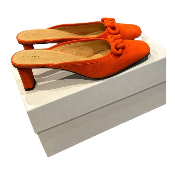 NIB Frame Demin La Isla Orange Suede Mule - EU 38 1/2 (US 8) - Picture 5 of 16